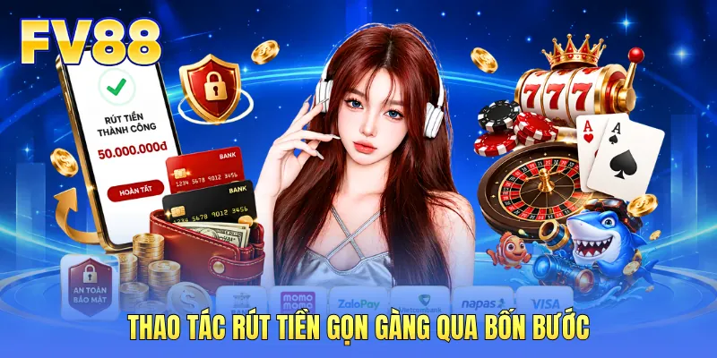 Thao tác rút tiền gọn gàng qua bốn bước Thao tác rút tiền gọn gàng qua bốn bước